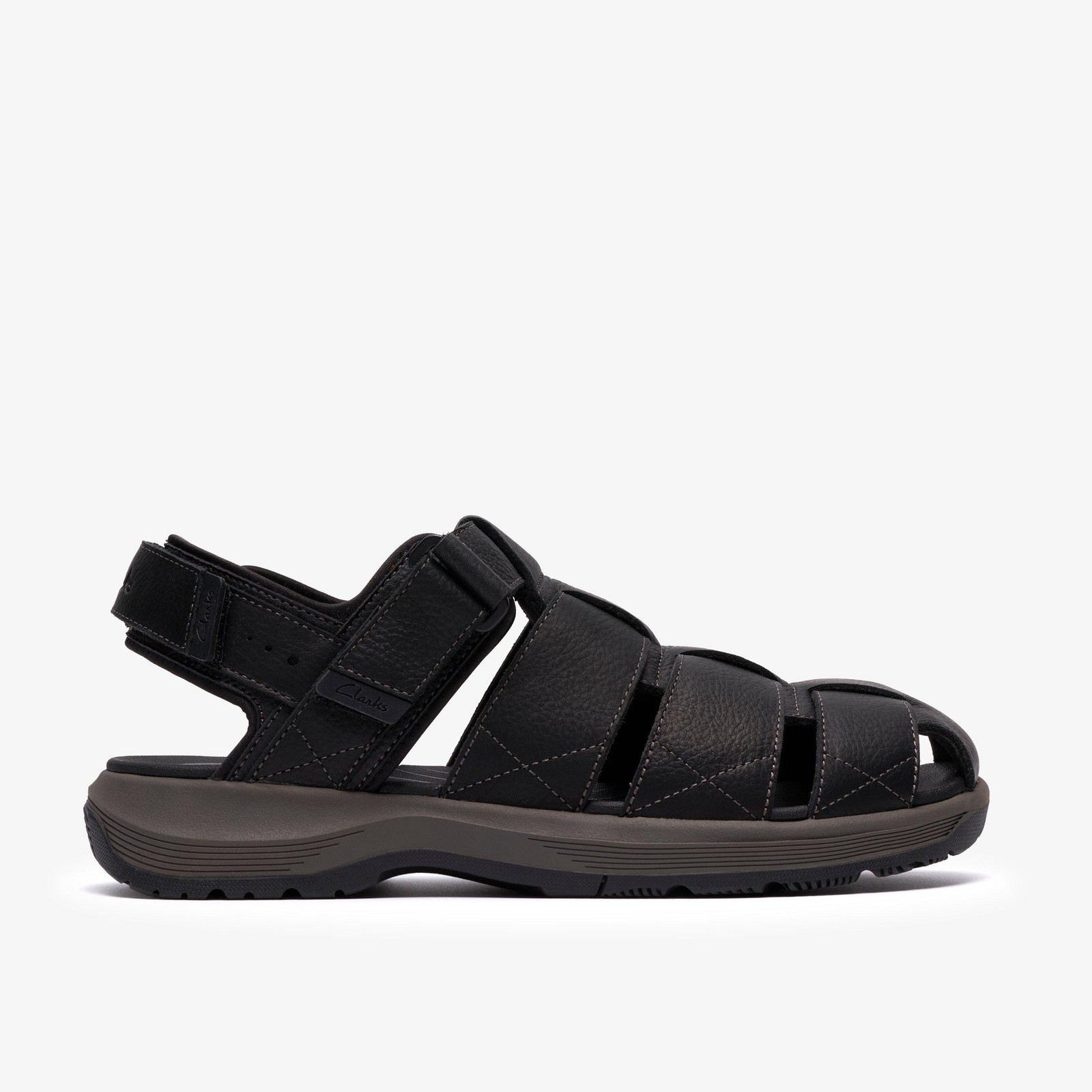 Clarks Mens Guideview Cove Black Leather Flat Sandals,Fisherman Sandals Leather
