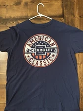 Official GM Chevy Chevrolet American Classic Men's T-Shirt Blue Size Large