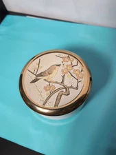 Vintage The Art Of Chokin Dynasty Gallery Trinket Box Gold Trim