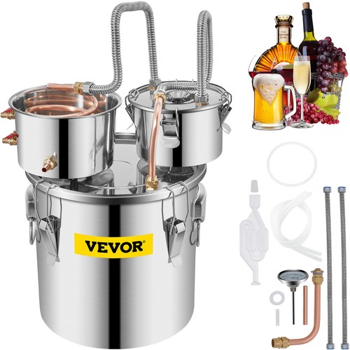 VEVOR 5.5Gal Home Use Moonshine Still Brewing Stainless Steel Alcohol Double Keg
