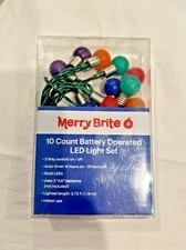 Merry Brite 10 Count Battery LED Light Set 3 Ft Multicolor Globe Style