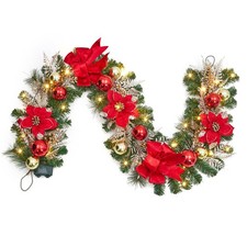 Christmas Garland with Lights, 6ft Prelit Christmas Garland for Mantle with T...
