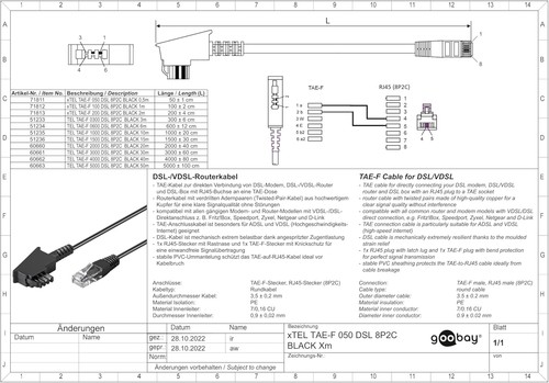 goobay TAE-DSL-Kabel TAE-F/Western15m ACC NEU - 第 8/9 張圖片