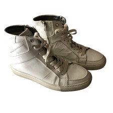Zadig  Voltaire ZV1747 Flash High-Top Sneakers White Leather Lightning Bolt 40