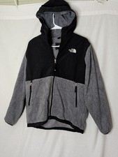 The North Face Denali Jacket Boys XL Full Zip Pockets Black Polartec Youth Hood