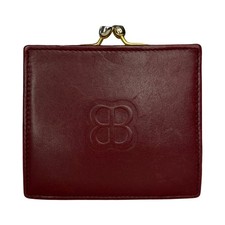 Balenciaga Vintage Burgundy Leather Coin Wallet Kiss Lock BB Italy Luxury