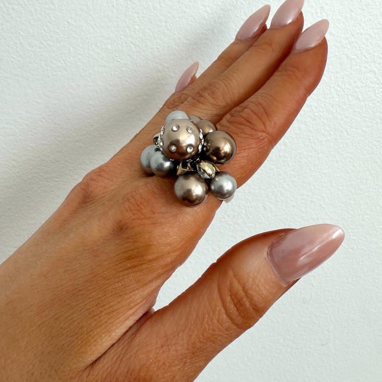 Givenchy Statement Beaded Cluster Cocktail Ring -… - image 2