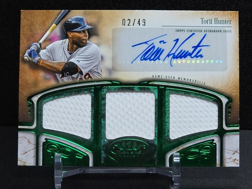 Torii Hunter 2026 Topps Tier One Green /49 Triple Relics AUTO Triple Patch READ