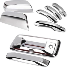 For Chevy Silverado 1500 14-19 Chrome Door Handle Mirror Tailgate Cover Cam Hole