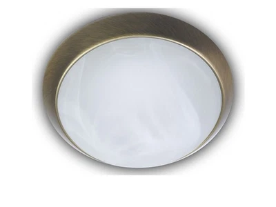 Design LED Deckenleuchte rund Landhausleuchte Ø25cm Alabaster Glas / Altmessing - Bild 1 von 4