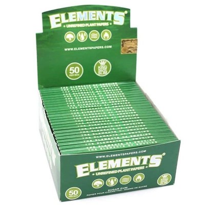 ELEMENTS  Green 50 x 32 King Size Slim Blättchen |  Ultra Thin Papers Drehpapier