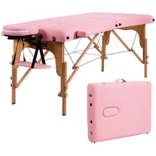 84"L Portable Massage Table Adjustable Facial Spa Bed Tattoo w/ Carry Case Pink