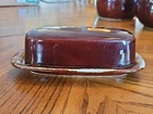 Vintage McCoy 7013 Brown Drip Glaze Pottery Covered Butter Dish 2 Pieces USA