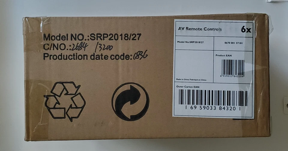   Lot of 6 Philips Universal Remote Control SRP2018/27 8-in-1 NEW Sealed – Works - Image 3 of 4