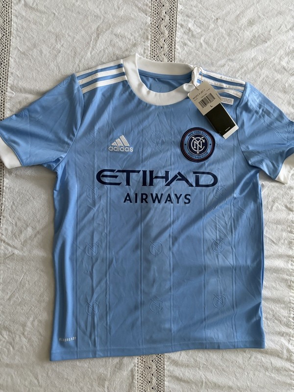 ADIDAS MLS New York City FC Blue S/S Home Soccer Jersey NEW Youth Boys Girls L