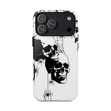 For iPhone / Galaxy / Pixel Skulls Spider Webs Black White Phone Case