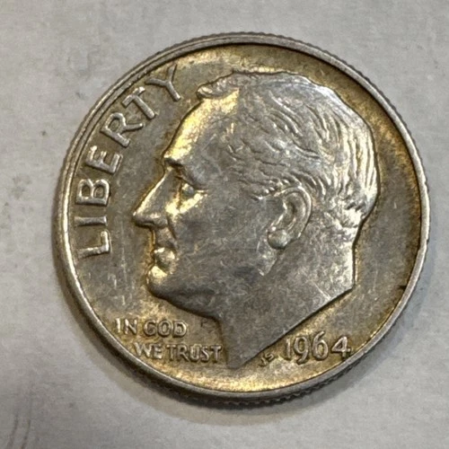 1964 Denver Roosevelt Dime Silver 10C Business Strike Circulated KM#195