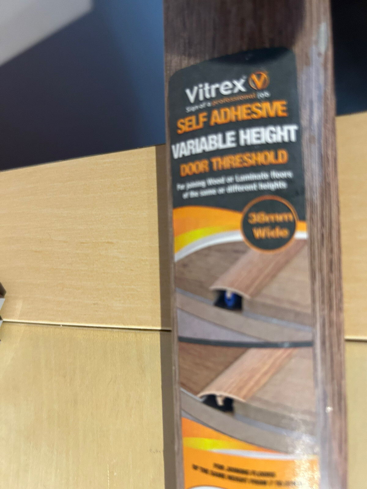 Vitrex self adhesive variable height Door Threshold Bergen Oak, 38mm X