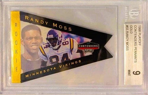 💎1998 Playoff Contenders Pennants Gold #55 Randy Moss RC BGS9 💎ULTIMATE RARE💎