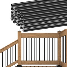 Muzata 26" Aluminum Deck Balusters Round Black Deck Railing Stair Balusters WT02