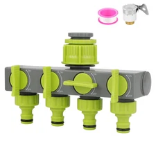 4-Way Garden Hose Splitter for 1/2'' 3/4" 1'' Faucet Water Pipe Connect