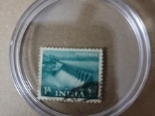 INDIA 1955 DEFINITIVES 1A GREEN BLUE DAMODAR DAM - USED (B)