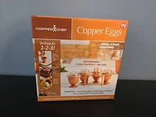 Copper Chef Copper Eggs 4 XL Non-Stick Boiled Egg Makers w/Egg Caddy NEW