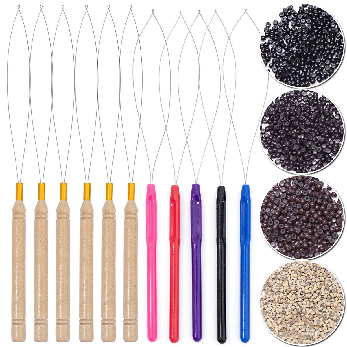 Knotted Headbands and Hair Extension Beads Set with Silicone Micro Rings 5/6mm Silicone Lined Micro Rings Link Crimp Beads Hair  main image 3