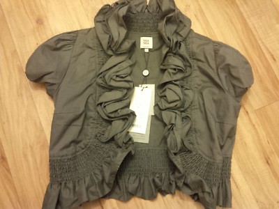 Noa Noa Khaki Bolero Ruffled Jacket Size L UK12-small 14 Brand New Tagged 