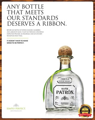 Patron - Silver Patron - Tequila - 2015 - Metal Sign 11 x 14