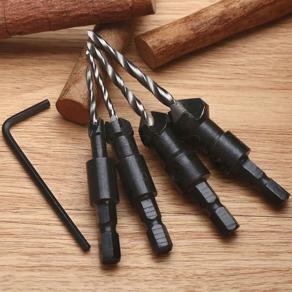 6-Piece HSS Countersink Drill Bit Set - Woodworking Chamfer Tools With Quick Change 6 thumbnail image