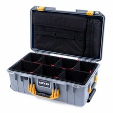 Silver  Yellow Pelican 1535 case with TrekPak dividers  Computer Lid pouch.