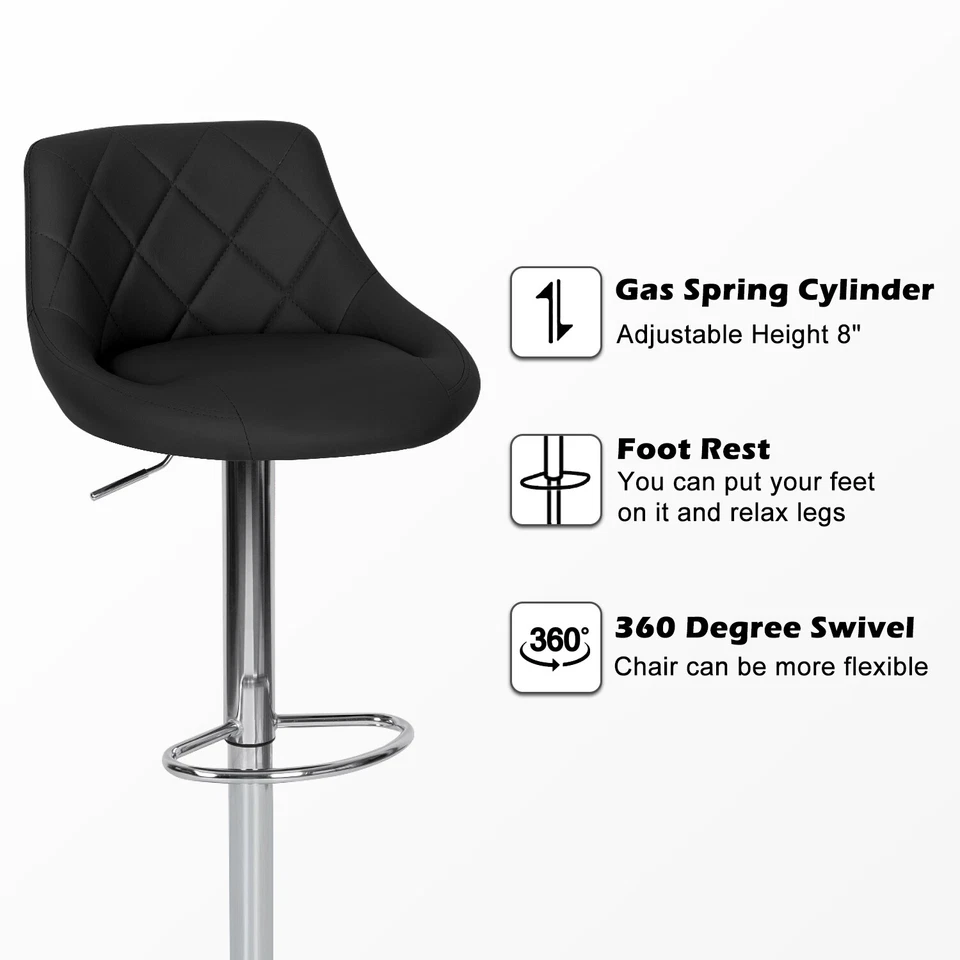 Set of 2 Bar Stools Height Adjustable Swivel Bar Stool for Pub Kitchen Counter - Image 4 of 4
