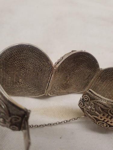 Filigree Silver Bracelet 7” Long /Marked Silver - Picture 2 of 6
