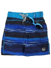 Zero Xposur Boys Blue Stripe Swim Trunks Shorts  Goggles Set Size 4