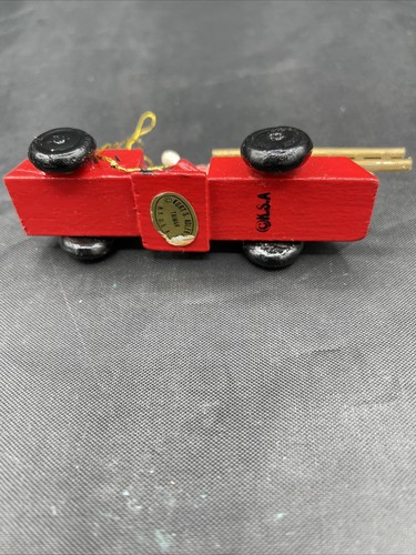 Vintage Kurt S. Adler Wood Christmas Ornament Firetruck with Santa A9 - Picture 5 of 6