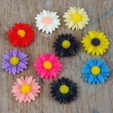 Cabochon ,Flowers with Glitter, Resin Flat back Embellishments Craft C6 50 pcs