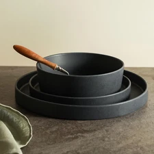 MODAN 12-Piece Stoneware Dinnerware Set, Plates and Bowls Sets, Dish Set for 4,