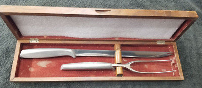 Gerber Carving Set Ron Fork & Snickersnee Knife in Wooden Case INV# M-150
