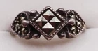 Dainty Vintage 925 Sterling Silver Black Marcasite Ring Size 7