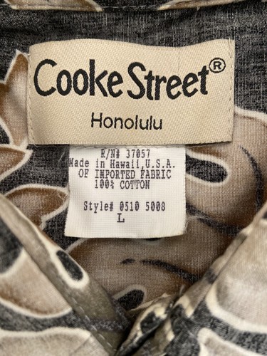 Hawaiian Aloha Black Reverse Floral Print Button Up Short Sleeve L Large Shirt - Picture 8 of 8