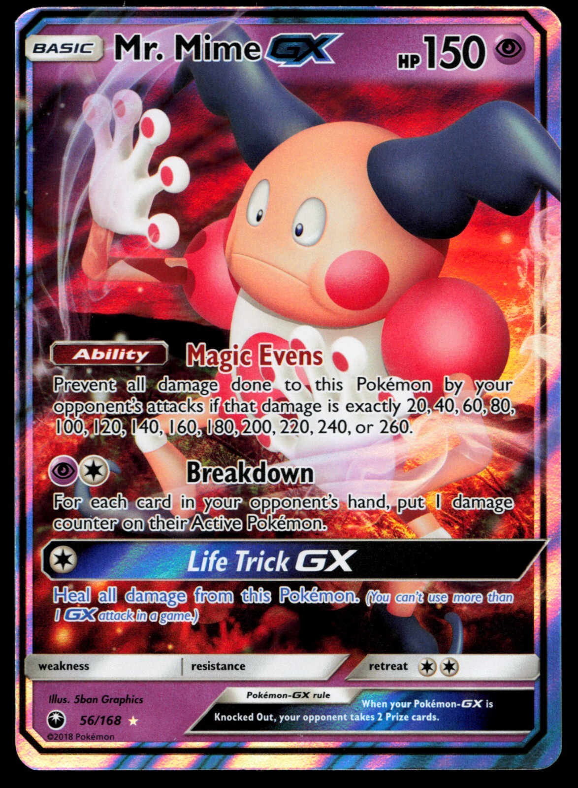 Mr. Mime GX 56/168 Celestial Storm Holo Rare Pokemon Card