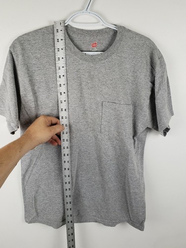 Hanes Comfort Blend T-Shirt Short Sleeve Gray Front Pocket Mens Size M - Picture 7 of 7