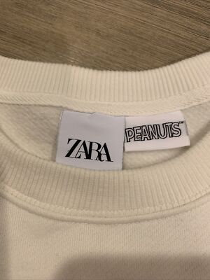 RARE Zara X Snoopy Peanuts Sweatshirt Cream Sz M Football