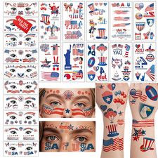 20 Sheets 4Th of July Tattoos Decorations Independence Day Face Body Temporary T