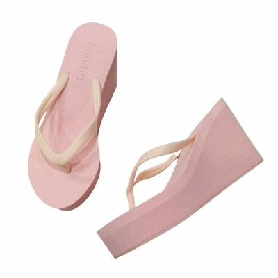 Damen Keilabsatz Plateau Flip Flops Summer High Heels Sandals Platform Slippers