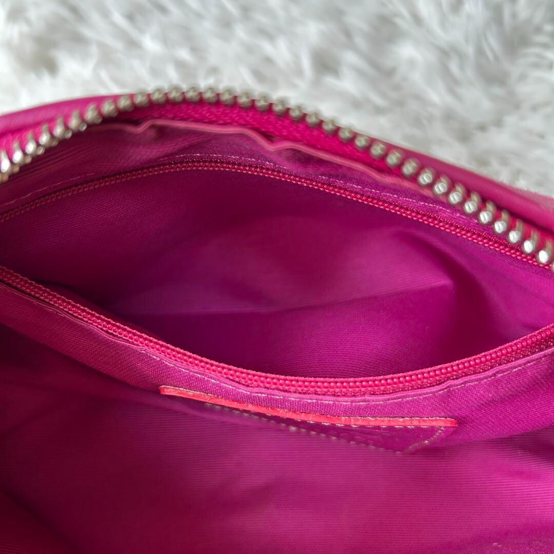 COACH Signature W Charm Accessory Pouch Shoulder Bag Pink