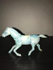 60mm REL Western Wagon Horse in Mottled Light Blue Hard Plastic