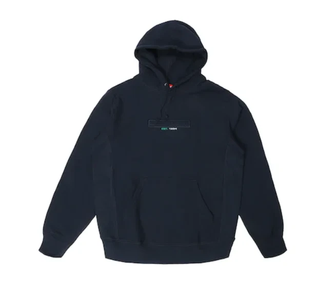 Sweat shirt à capuche logo en relief Supreme SS18 Navy L