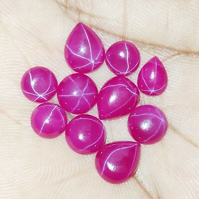 100% Natural 6 Rays Pink Star Ruby Mix Cut Cabochon Loose Gemstone 20 Ct./10 lot